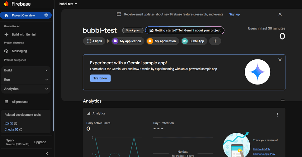 Firebase project settings > Service accounts