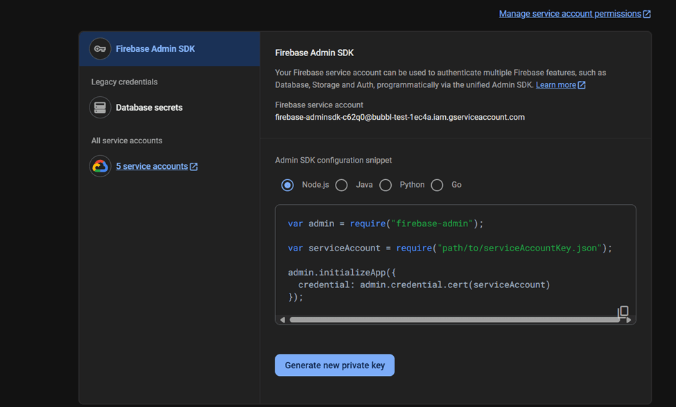 Generate new private key button