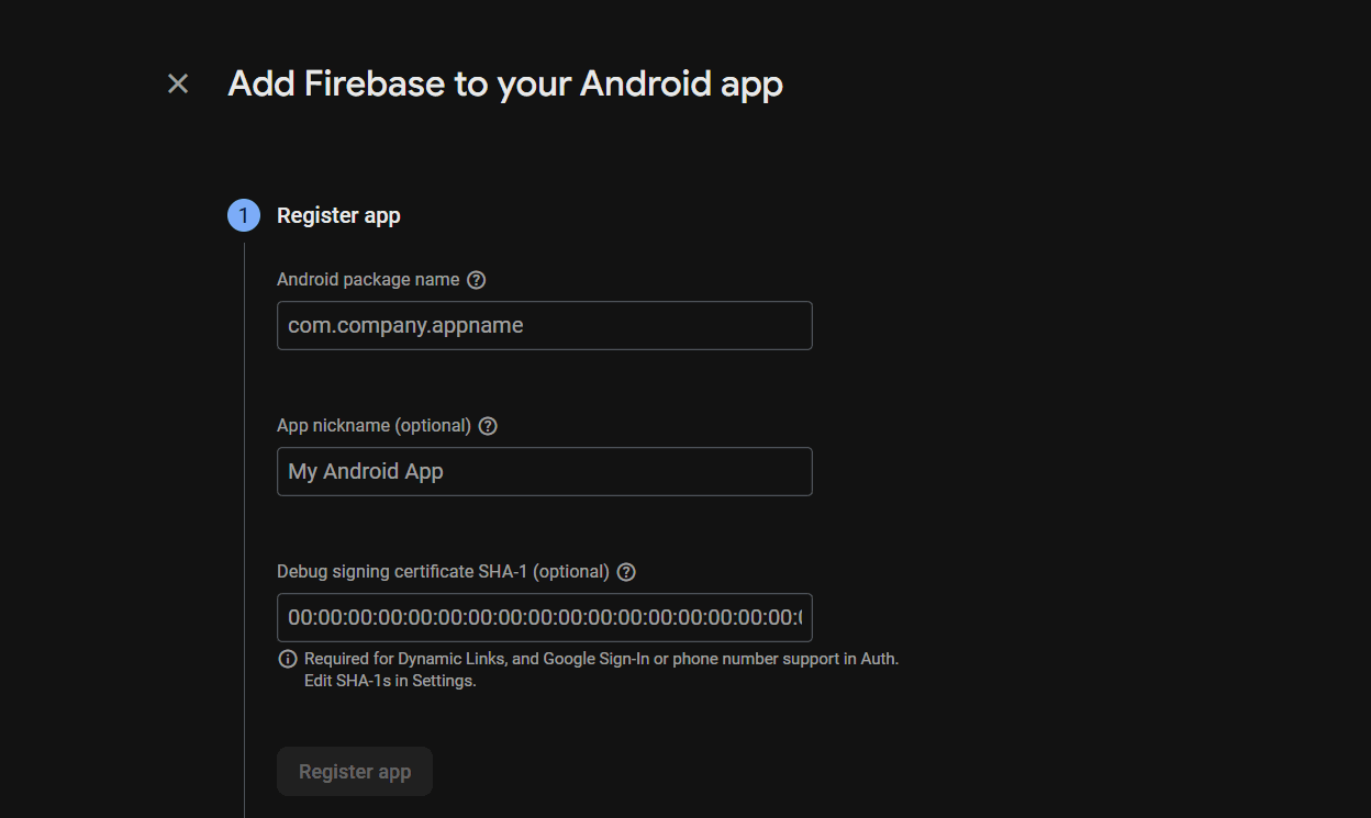 Download google-services.json button